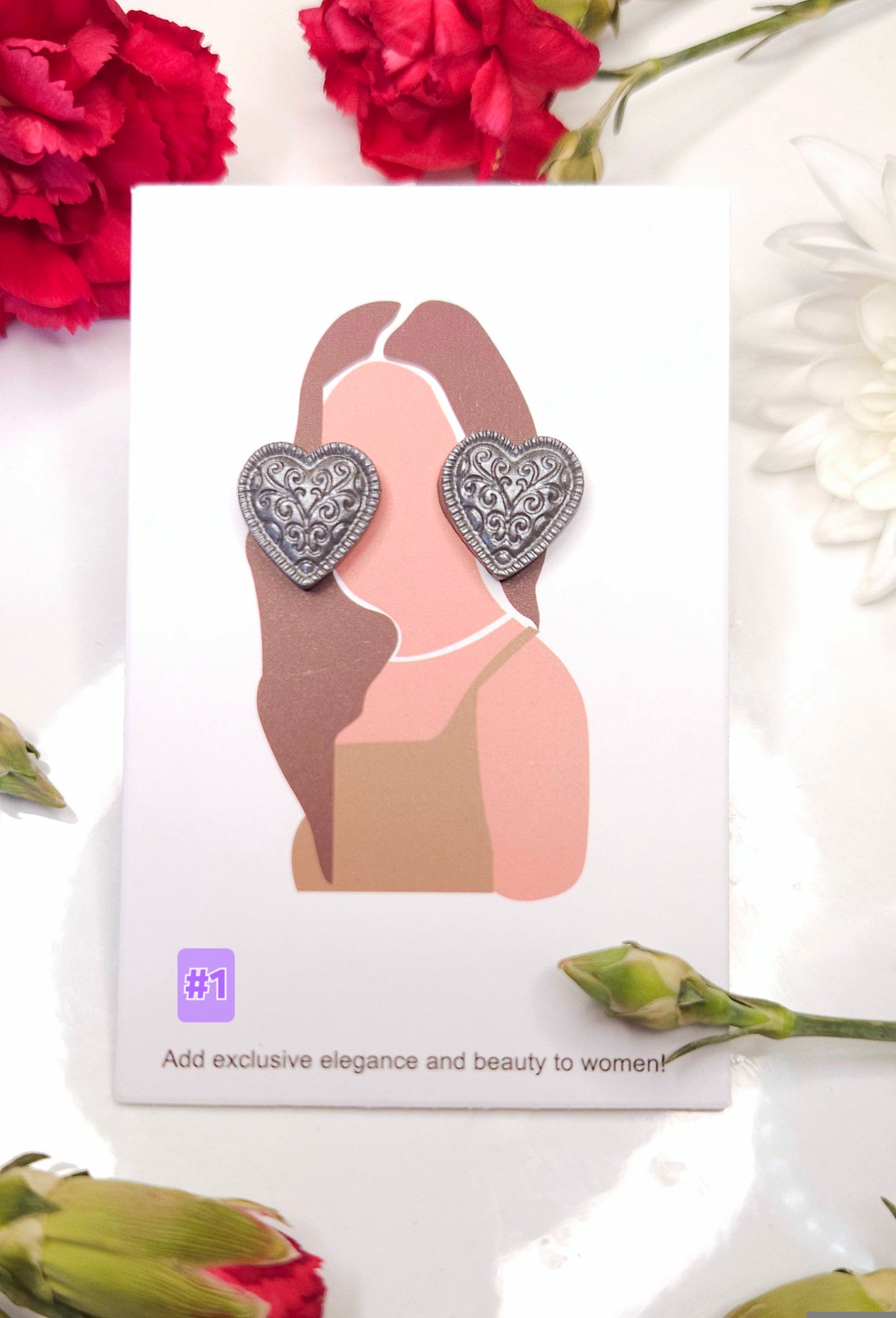 #1 Heart pendant earrings