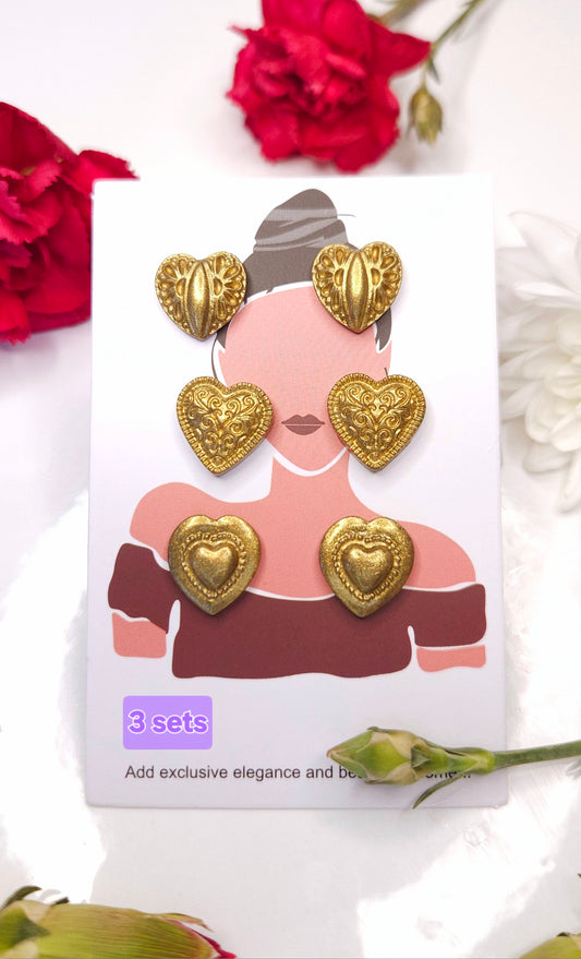 3 set Heart pendant earrings