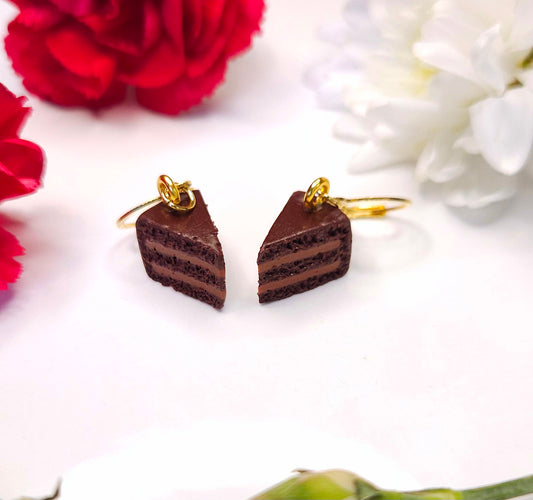 Plain chocolate cake earrings