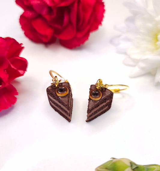 Chocolate doughnut cake earrings