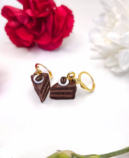 Chocolate coffee cake earrings