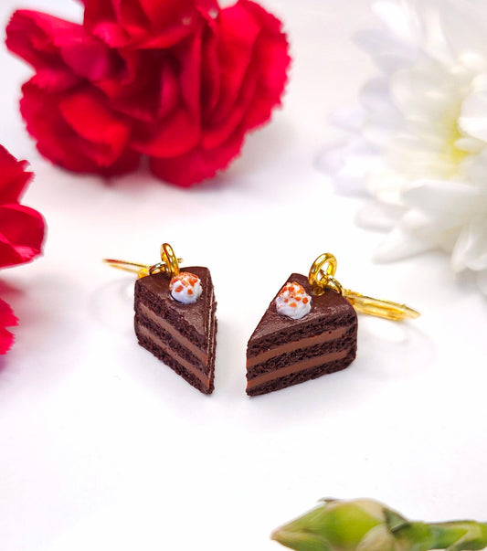 Chocolate cream cake earrings